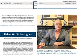 Nota de prensa en el diario "La Opinión" (24/04/2020)