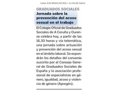 Notas de prensa publicadas en La Voz de Galicia y La Opinion en relación con la