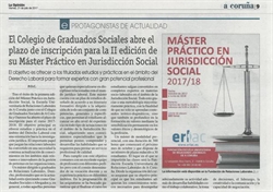 Nota de prensa "II Edicion Máster Xurisdición Social"
