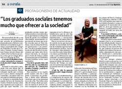 Nota de prensa publicada en "La Opinión" (12/12/2019)